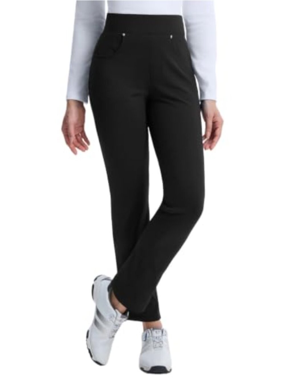 Fleece Lined Golf Pants 27" High Waist Tummy Control 4 Pockets Straight Leg